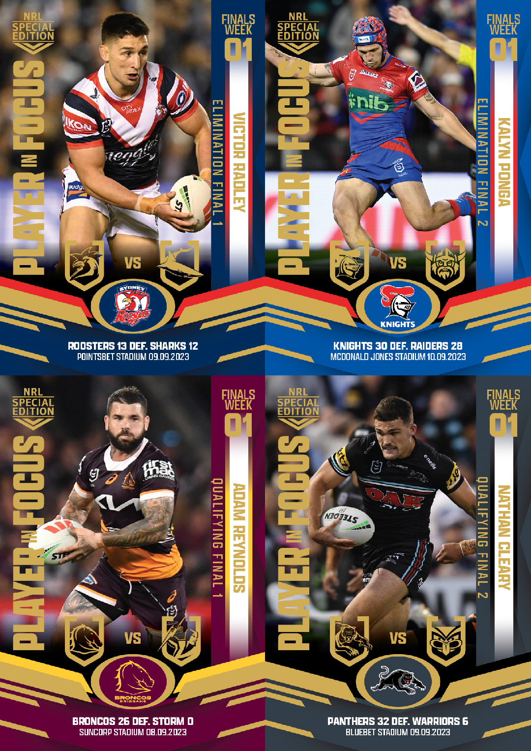 NRL In Focus FINALS WEEK 1 4 Card Bundle